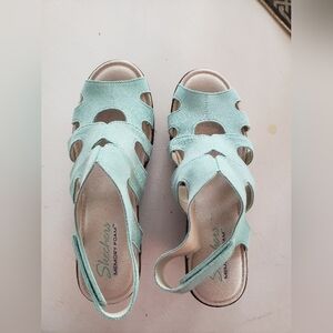 Skechers Memory Foam Wedge Sandals, Size 9, Not Used, Aqua Color